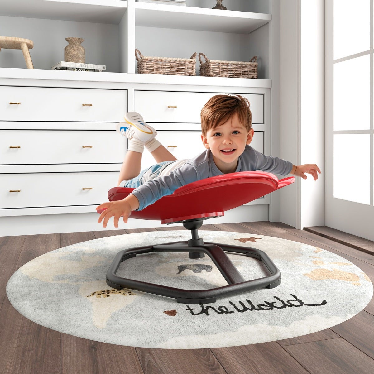 Silla Giratoria Sensorial Para Niños Balance De Silla Giratoria Del Asiento Mejora De Reaccion Silla De Rotacion Sensorial Para Cumpleanos Ninas Azul