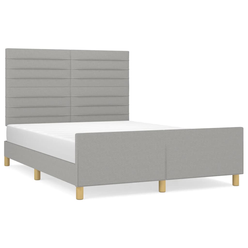 Cadre de lit sans matelas, gris clair, 140 x 190 cm, tissu - 2