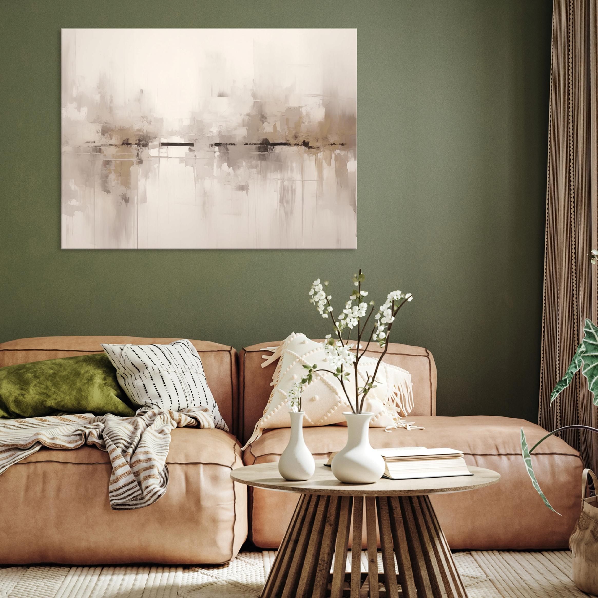 Impresión en lienzo abstracto estilo loft beige moderno 120 x 80 cm XXL decoración de pared - 2