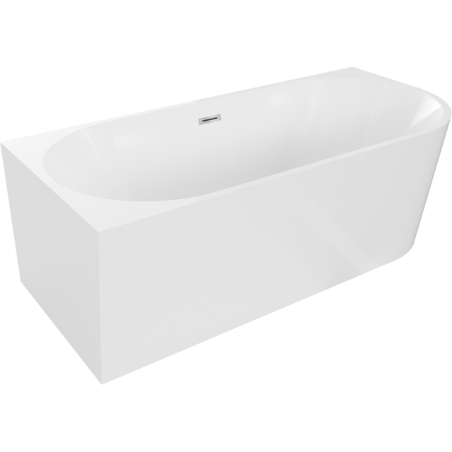 Mexen Mia wanna wolnostojąca narożna lewa 180 x 80 cm, biała, przelew chrom - 52691808000L-01