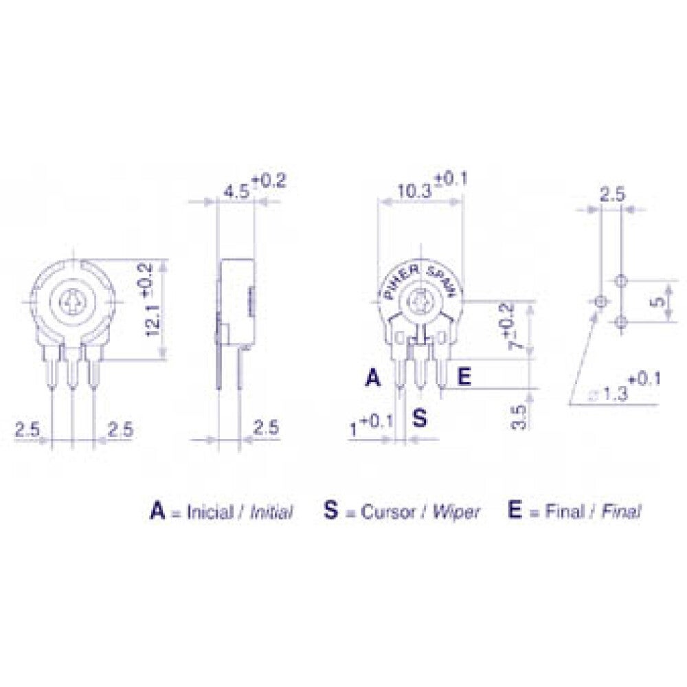 PIHER TRIMMER 220K (SMALL - VERT - FOR SCREWDRIVER) | Leroy Merlin