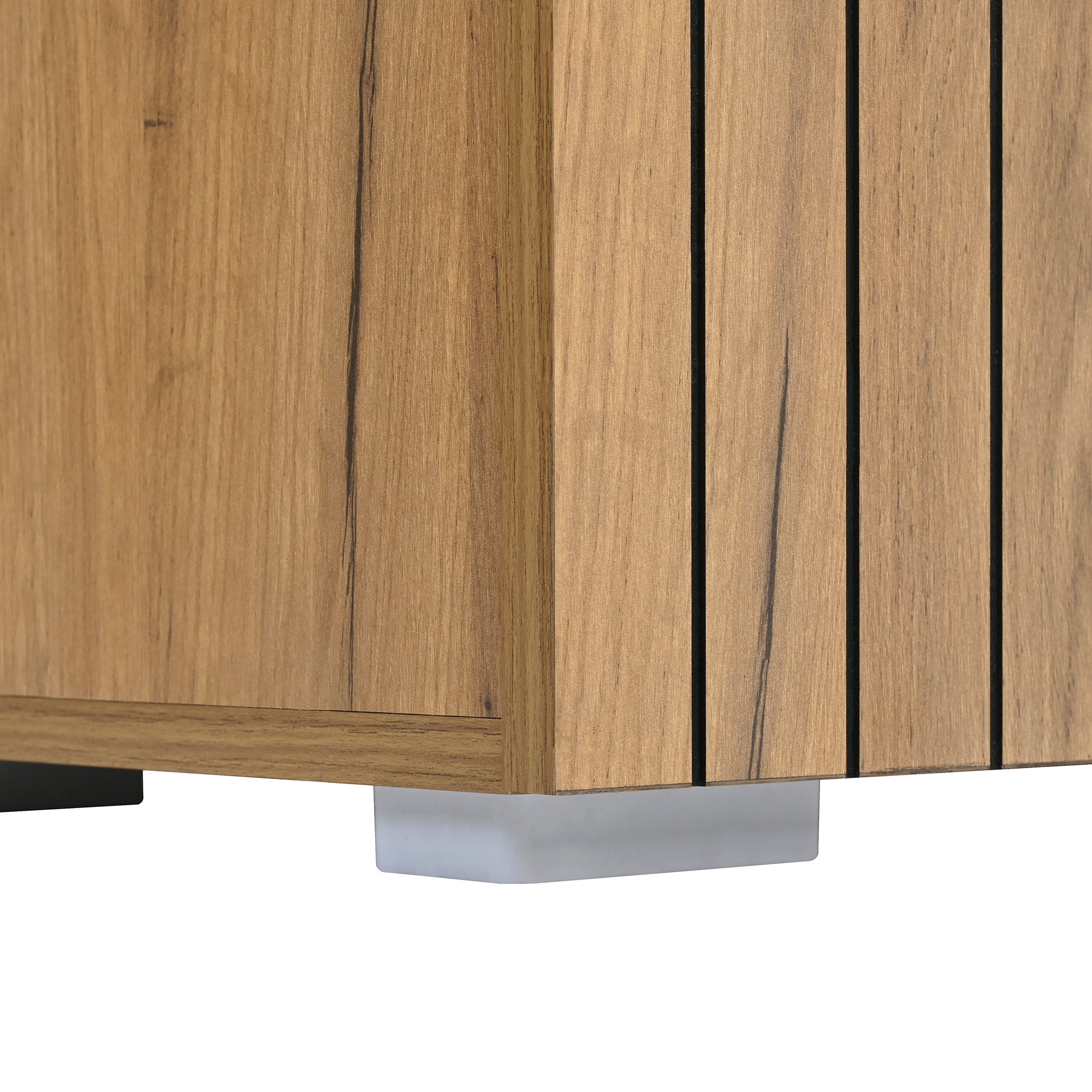 Set de meuble d'entrée, penderie murale avec banc à chaussures, miroir et 5 portes, naturel, 140×35×133 cm - 6