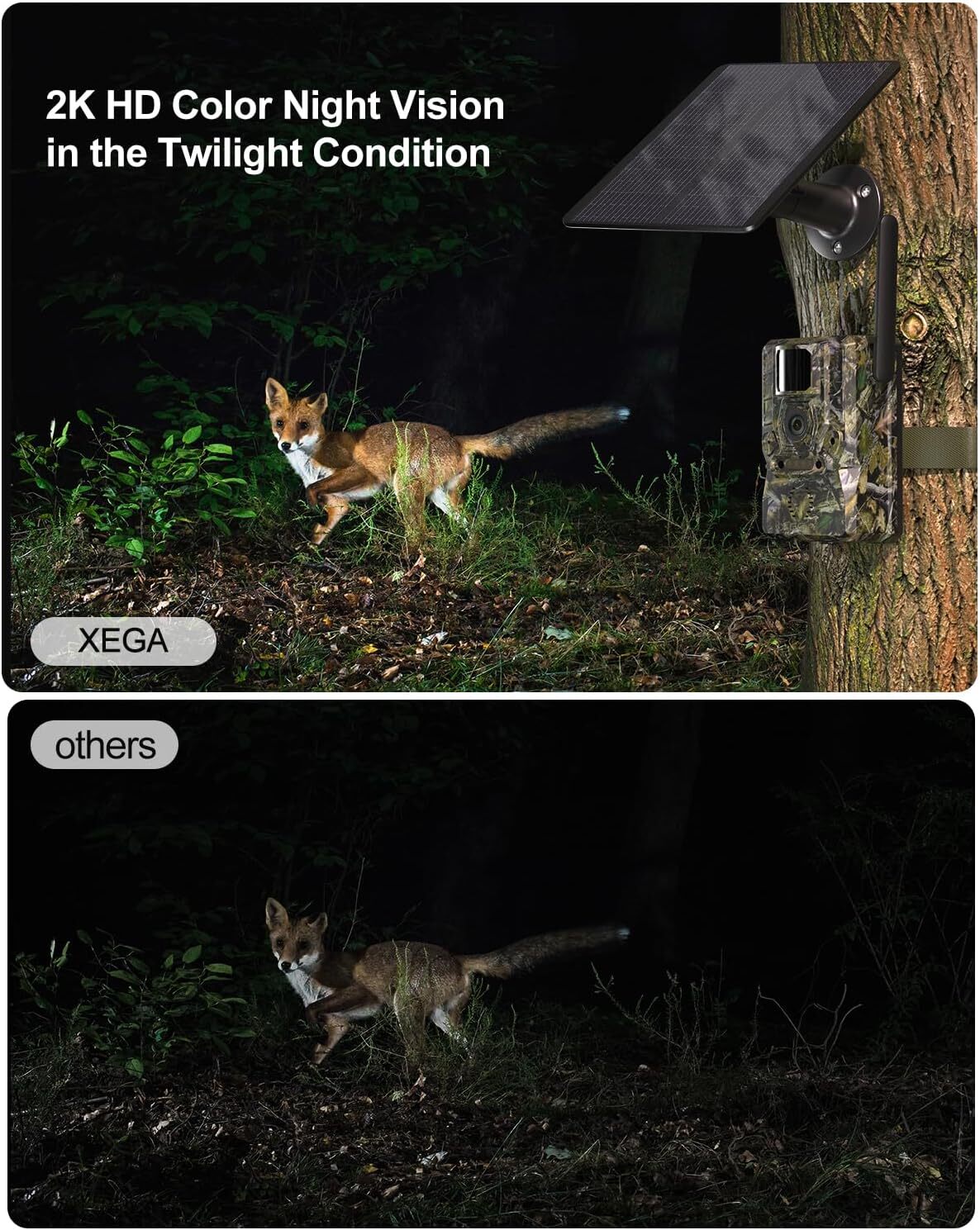 Xega 4G Caméra de Chasse Solaire HD 2K Surveillance Faune,Accès à Distance,Vision Nocturne Infrarouge,Batterie,Détection PIR,Alertes Instantanées - 5