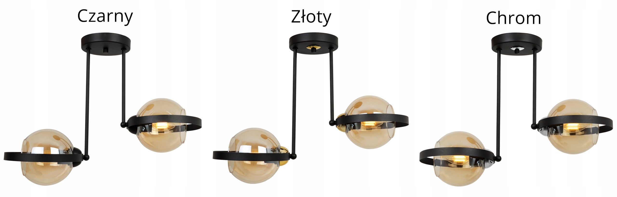 Lampa sufitowa wisząca modern 2xE27 klosz okrągły czarny/miodowy Light Home LH - 2