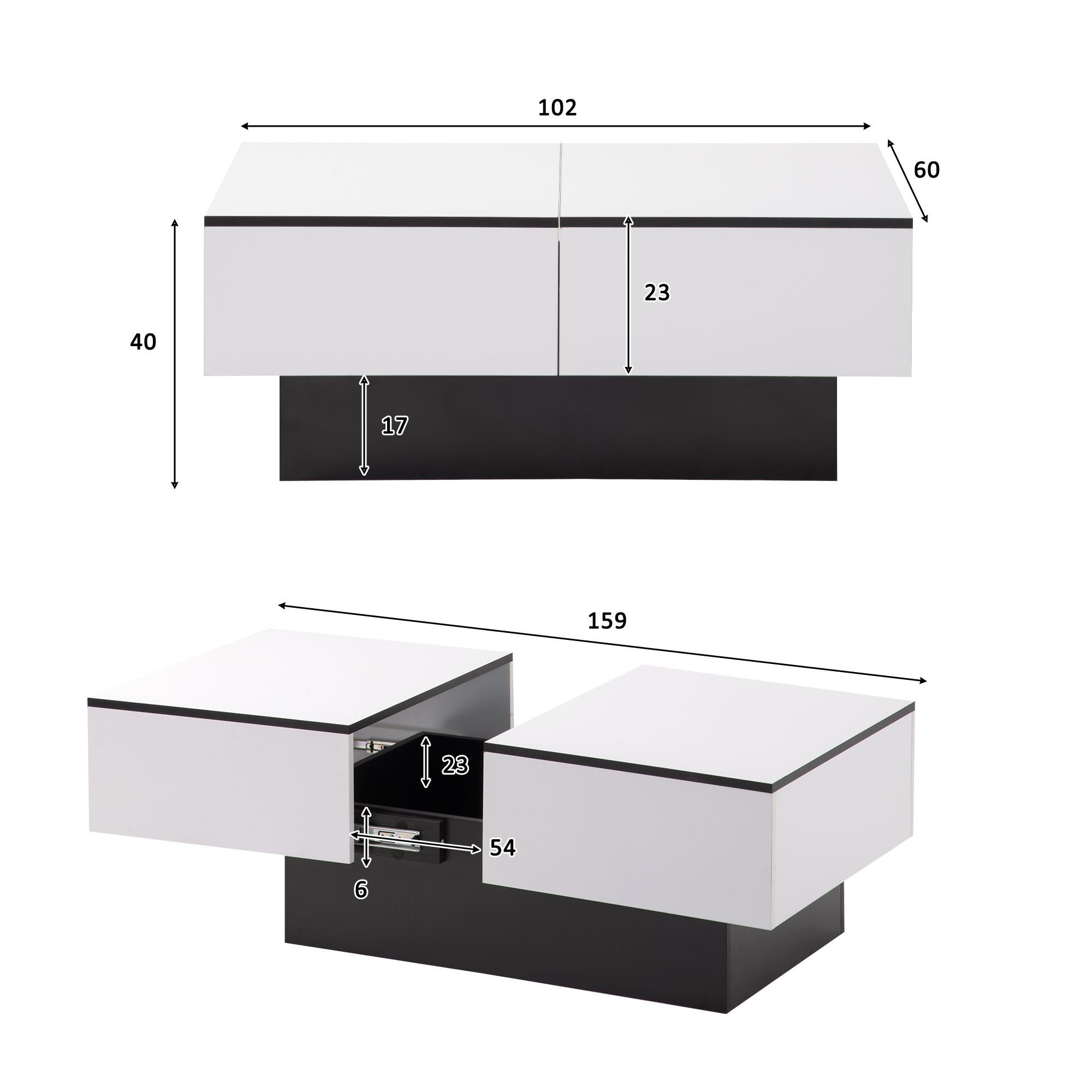 Table basse extensible avec coffre de rangement - table coulissante - Blanc - 5