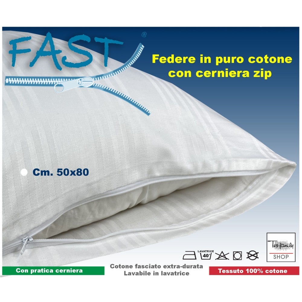 Lot de 2 Taies d'Oreiller FAST 50x80 cm en Coton avec Fermeture Éclair – Résistantes et Lavables - 4