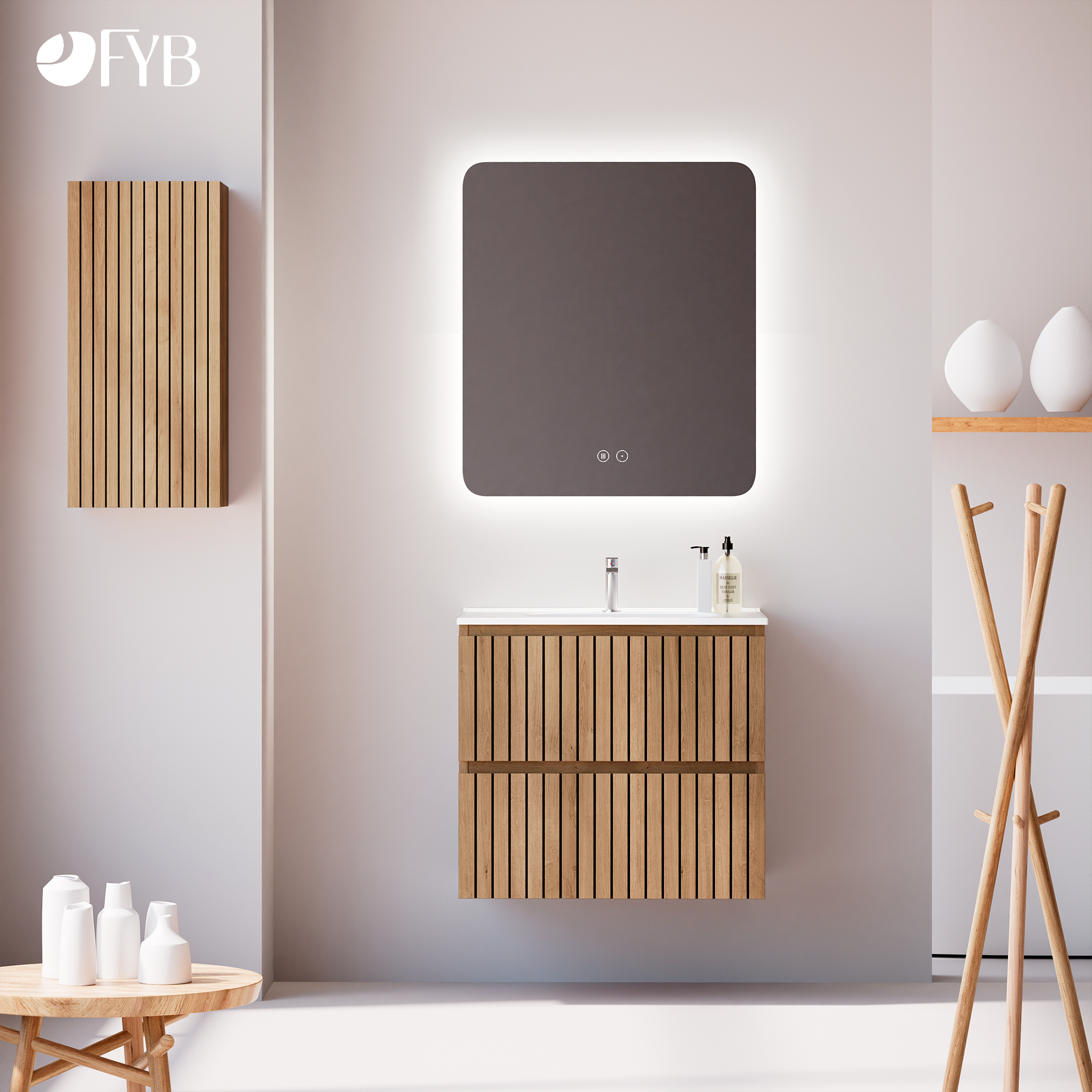 Feel Your Bath, Miroir de Salle de Bain Carré avec Lumière LED Réglable 60x80cm, avec Interrupteur Tactile, Antibuée et Arrêt Automatique - 6