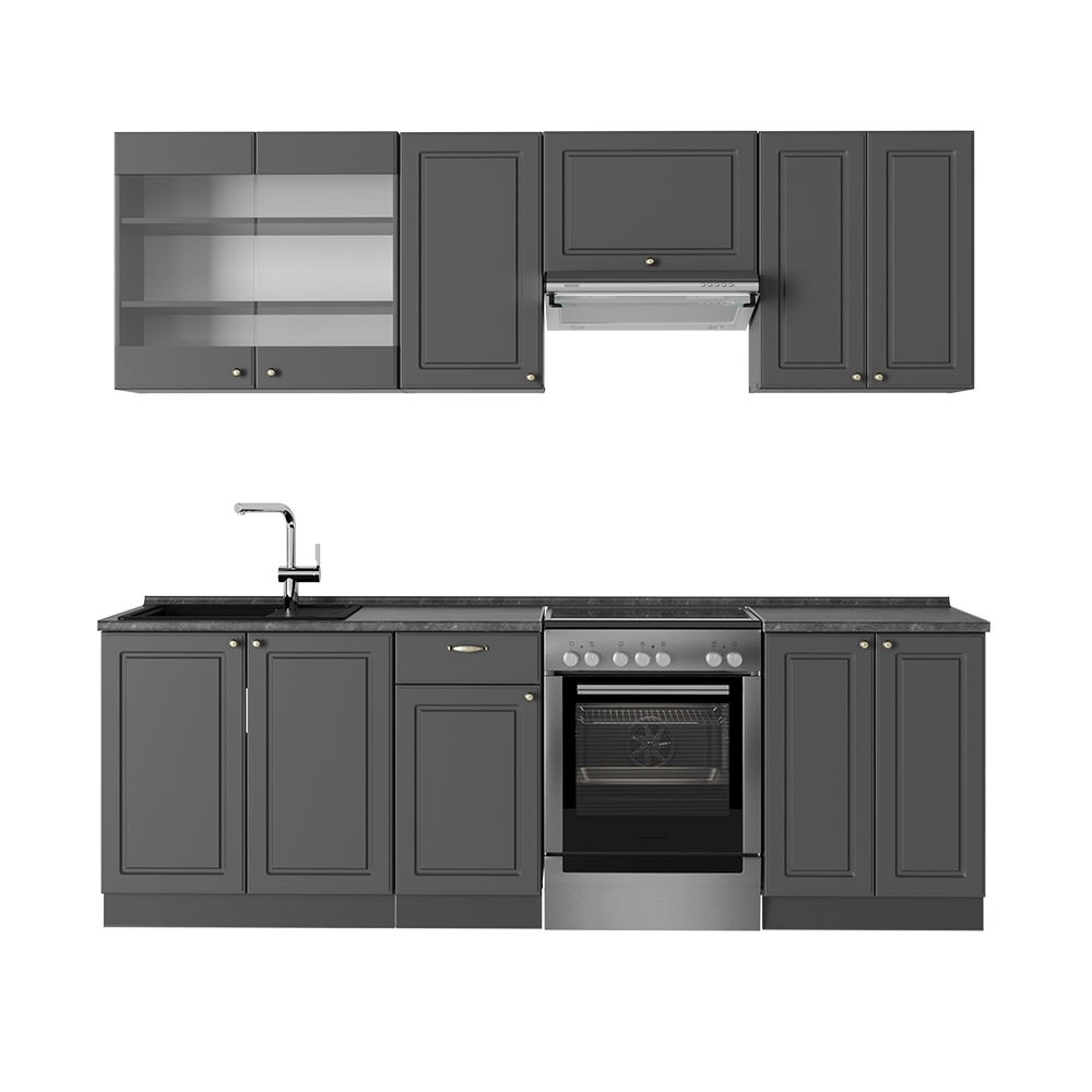 Vicco Zabudowa kuchenna Fame-Line, Anthrazit-Gold Landhaus, 240 cm , BP Antracyt
