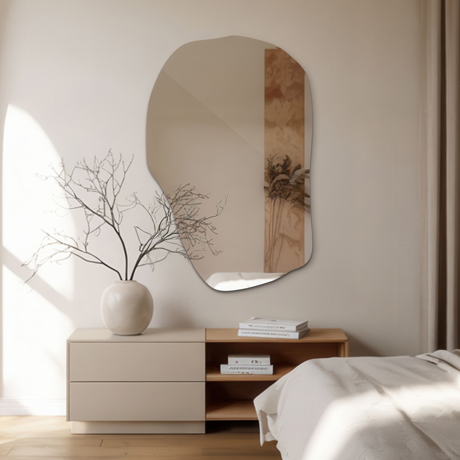 Miroir irrégulier Tulup – Dimension 70 cm x 45,5 cm&nbsp;– Décoration moderne pour l'entrée. Idéal aussi pour une petite salle de bain. - 5