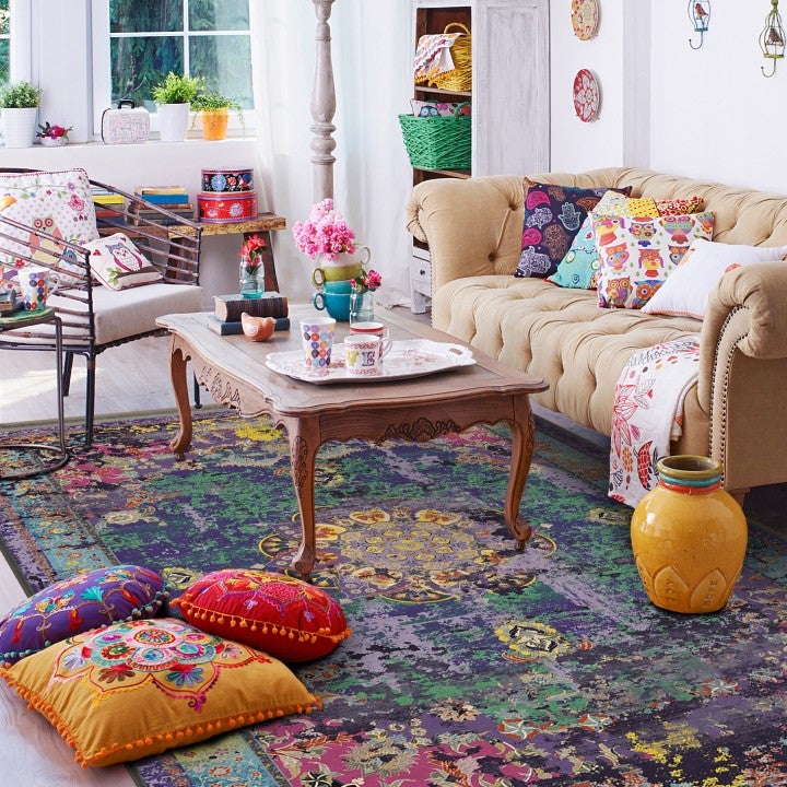 MODEMA - Tappeto lavabile in lavatrice, fondo antiscivolo, 80x120cm, camera da letto Jasmine Purple - 2