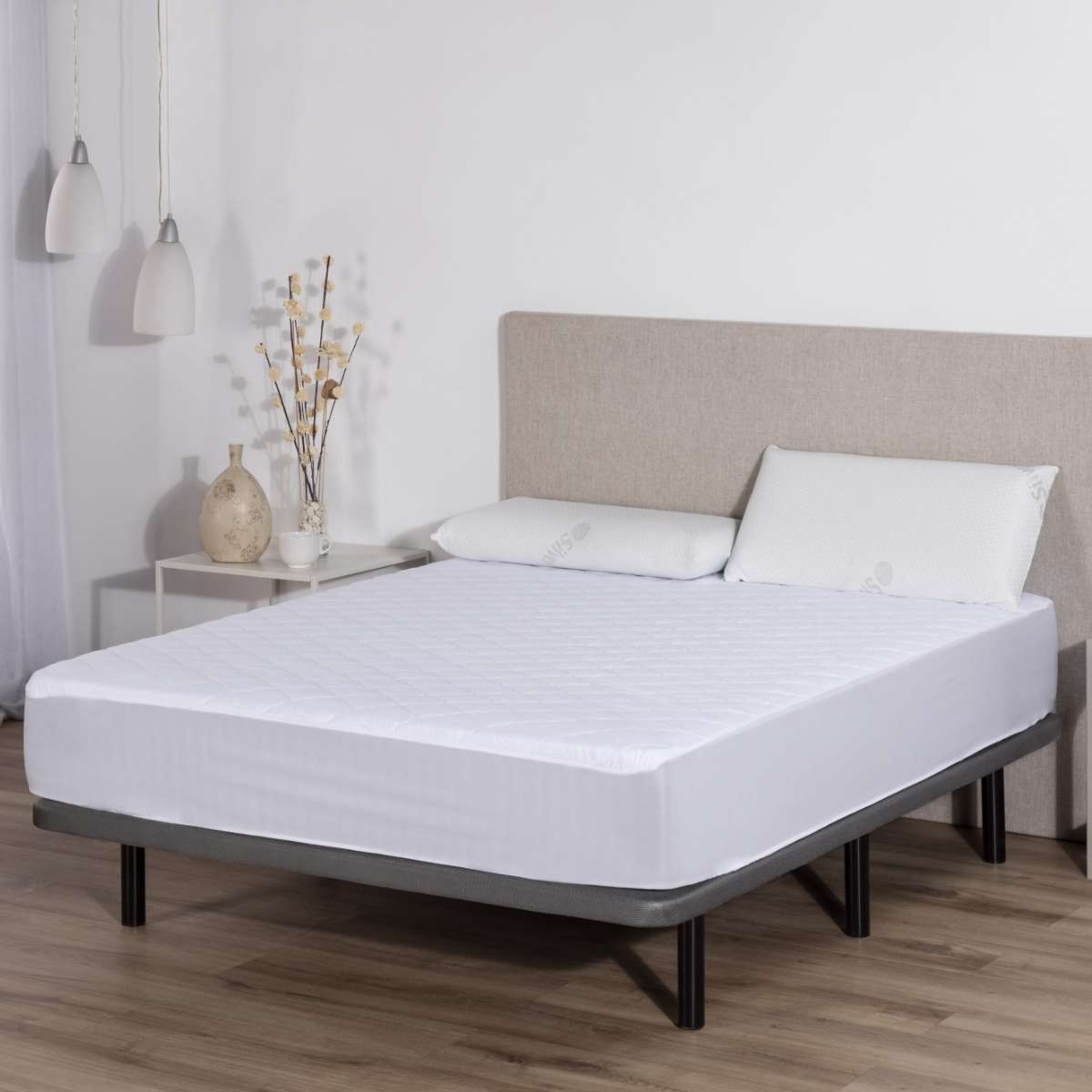 Nalui Protetor de Colchão 160x190/200 cm Acolchado Branco impermeável e respirável - 3