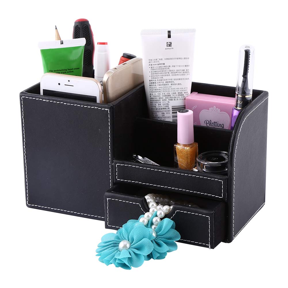 Organizer Da Scrivania Con Cassetto Impilabile | Bianco, In Plastica ABS, 23x16x4 Cm, Per Ufficio E Scuola