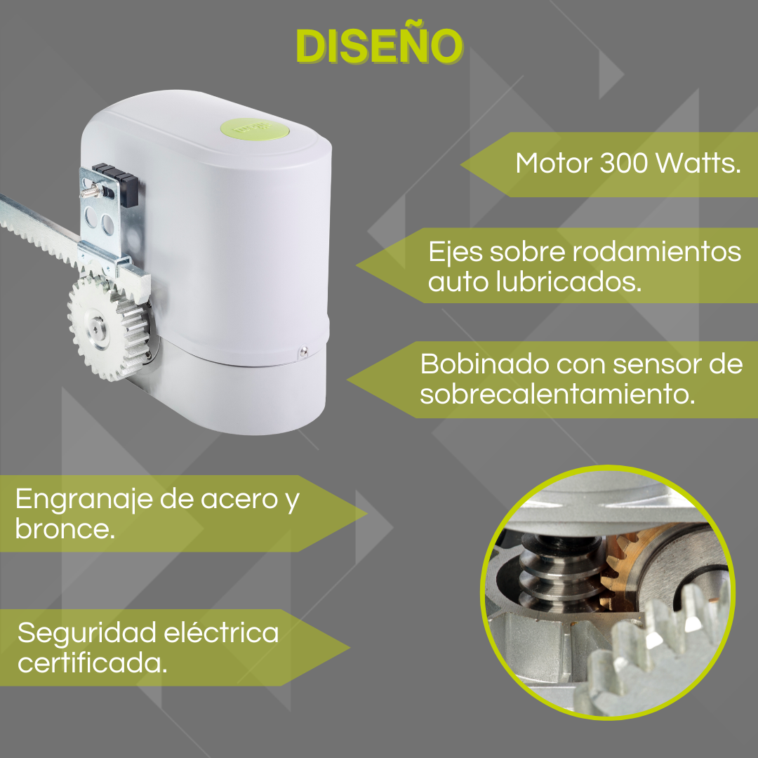 Motor para puerta corredera de garaje - Hasta 800kg incluye 2 mandos y central electronica. Cierre Automatico, Paro Suave. - 7