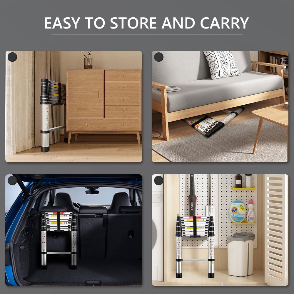 STANEW Échelle télescopique pliante multifonction en aluminium de 2,6 mètres, capacité de charge maximale de 150 kilogrammes - 6