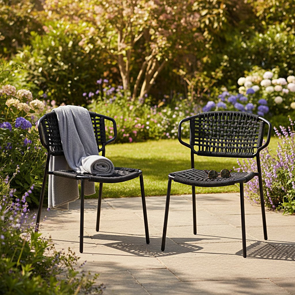 Chaise de jardin sans coussin Flores en Métal Noir - 4