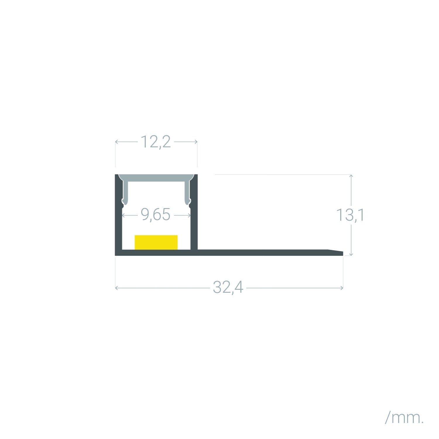 Profilé Aluminium Intégration Plâtre/Placo pour Ruban LED jusqu'à 8 mm - Aluminium 2 m Blanc translucide - Aluminium - 4