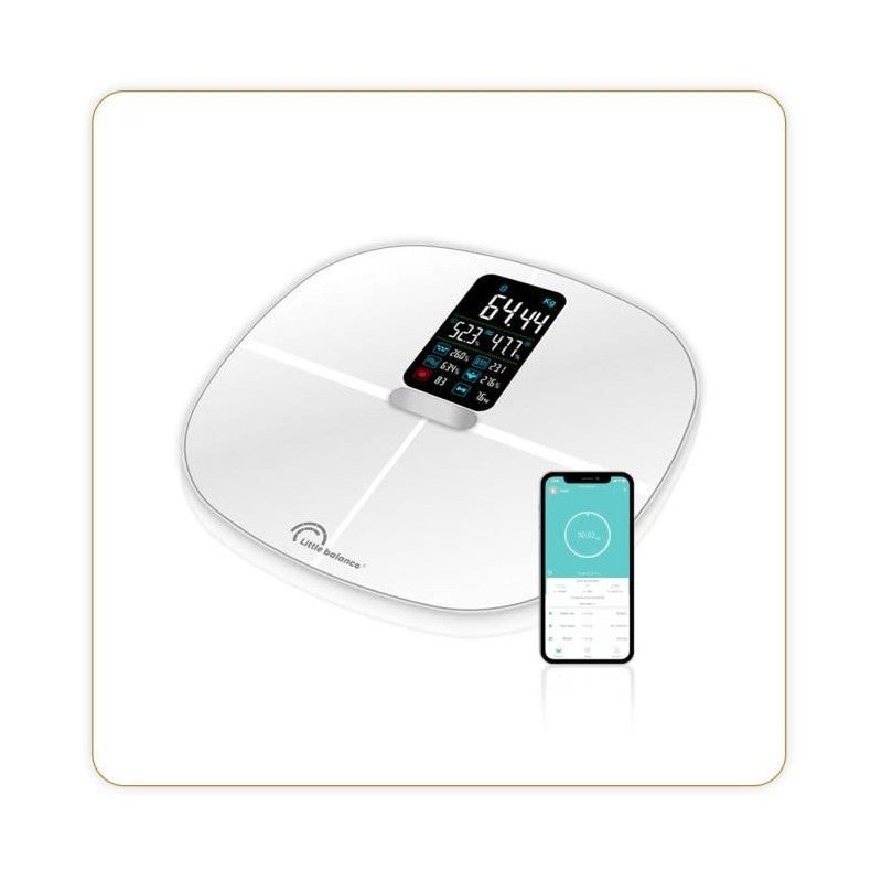 Waga łazienkowa Little Balance z ekranem dotykowym i Bluetooth biała