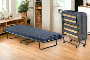 Letto pieghevole Arias, Brandina con rete 12 doghe, Materasso