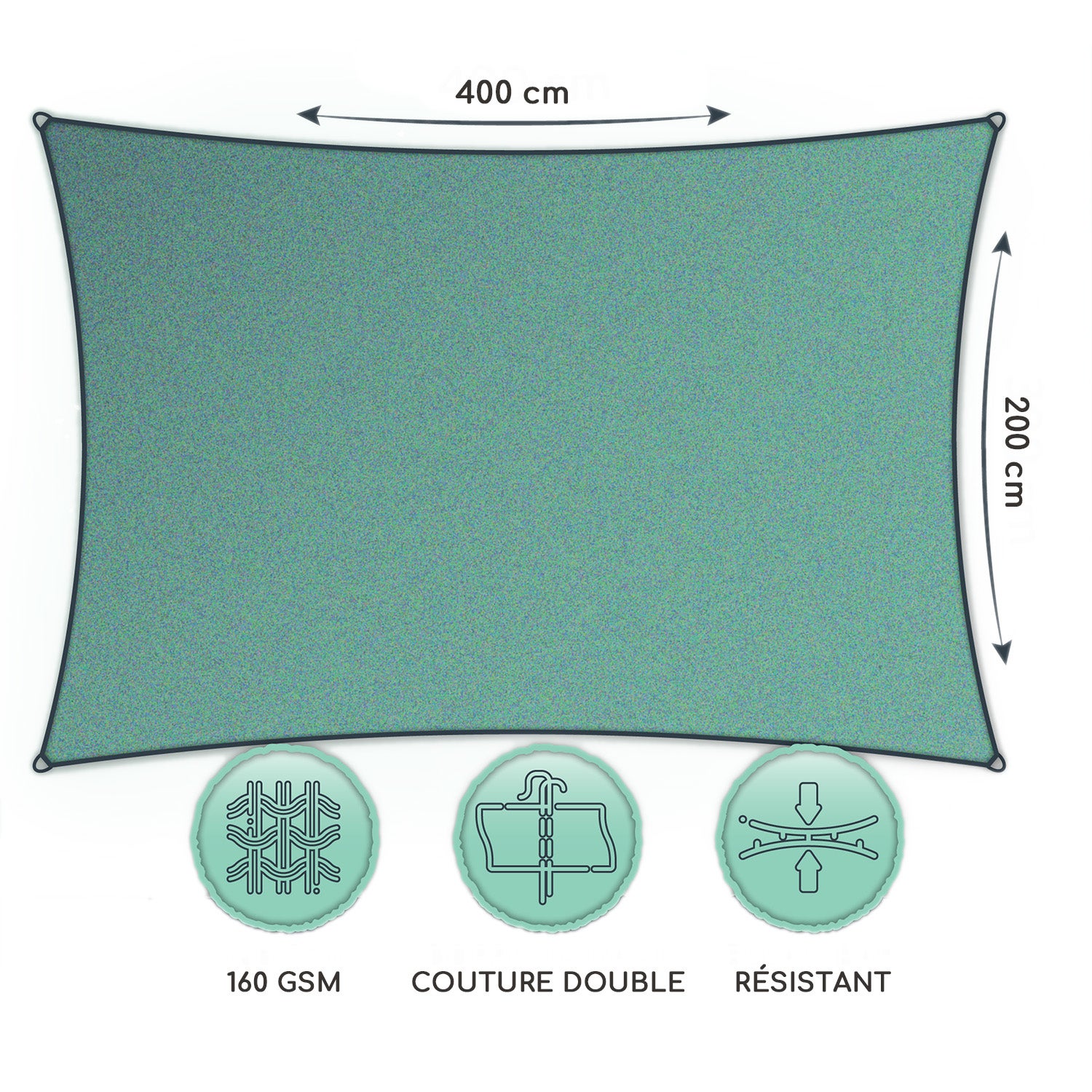 Blumfeldt Voile solaire rectangulaire 2x4 m voile d'ombrage avec anneaux de fixation polyester perméable à l'air gris - 6