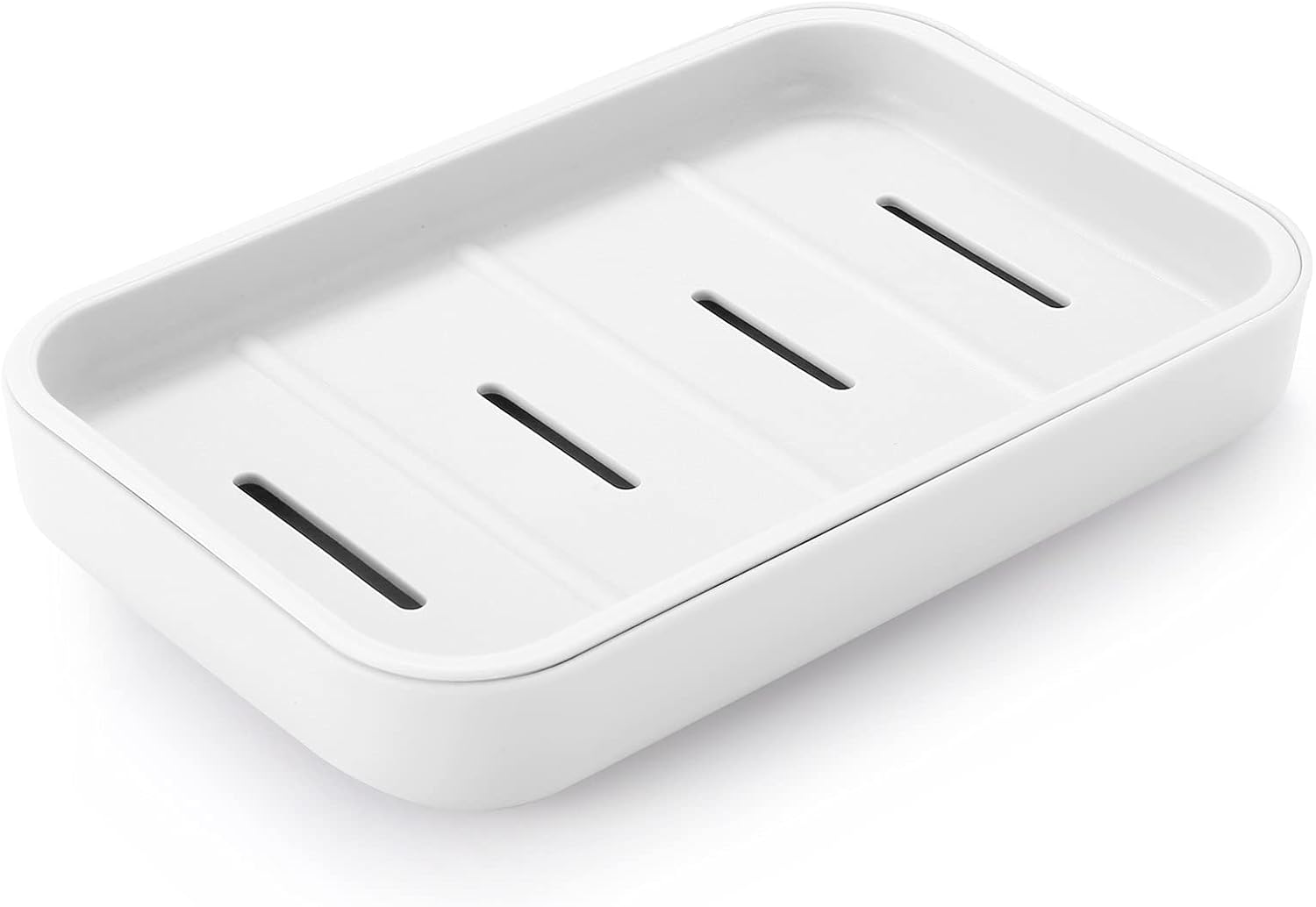 (blanc) Porte-savon de salle de bain avec égouttoir, économiseur de