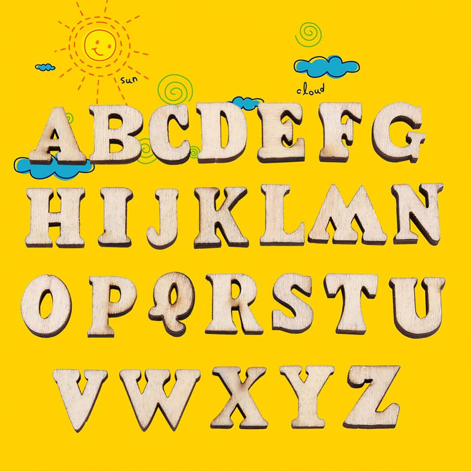 Lot de 200 lettres en forme de bûche à faire soi-même, en feuille de bois, éducatif, décoration pour 26 lettres anglaises - 8
