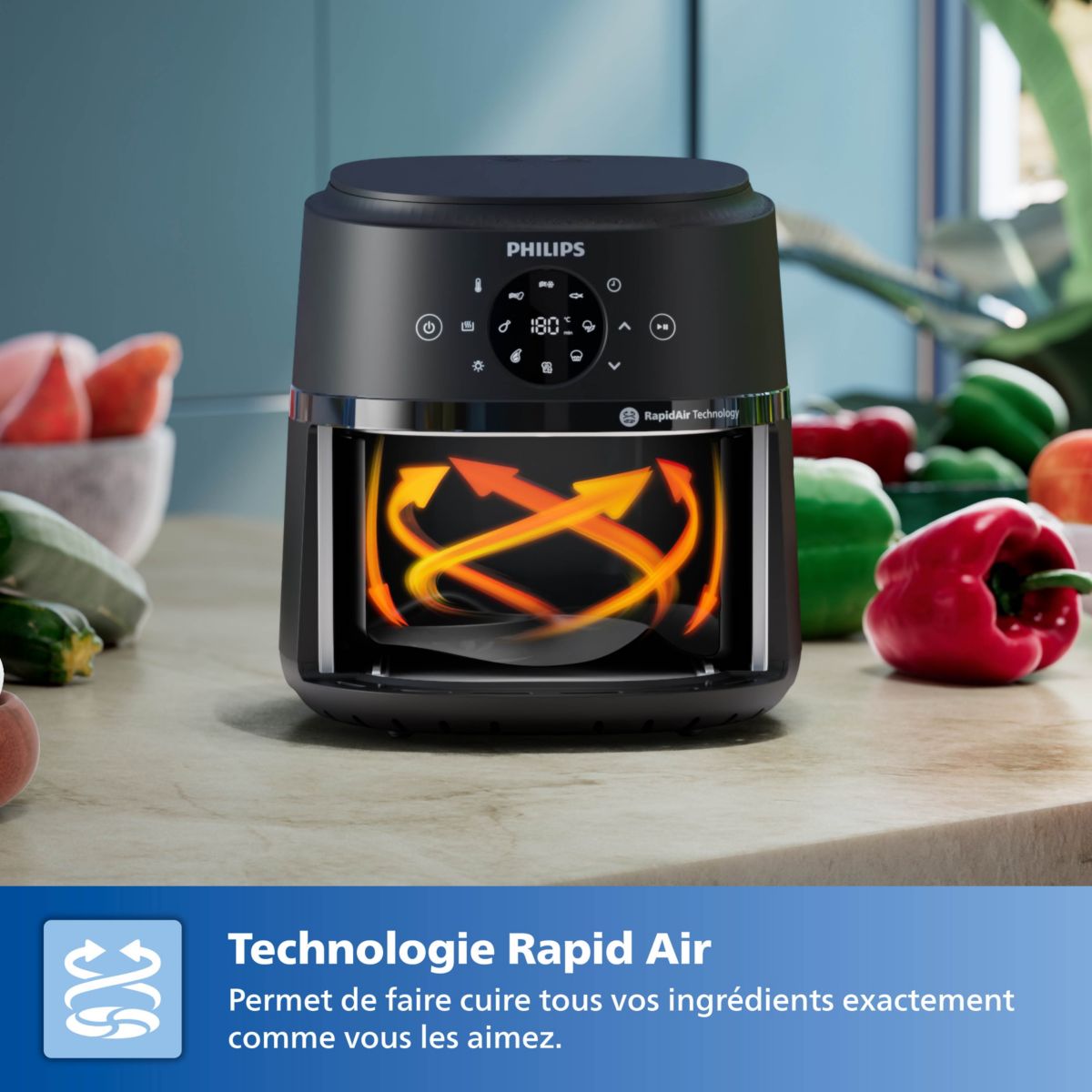 Friteuse à air chaud Philips série 2000 NA221/00 4,2 L 1500 W Noir, Argent - 5