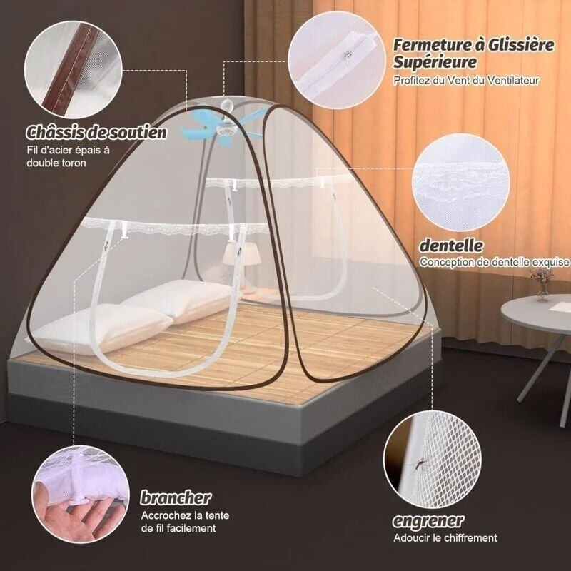 Moustiquaire Pliable Portable 200x80x56 Cm – Maille Fine, Cadre Acier, Légère, Idéale Camping, Voyage Ou Dortoir, Protection Anti-moustique