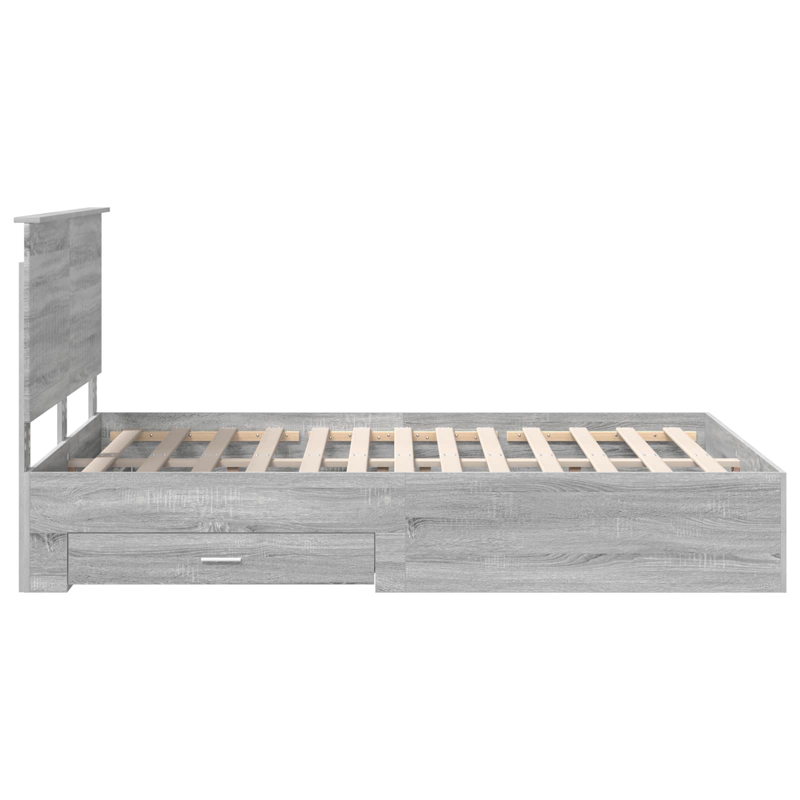 Cadre de lit en panneau de bois gris pour la chambre, 135 × 190 cm - 9