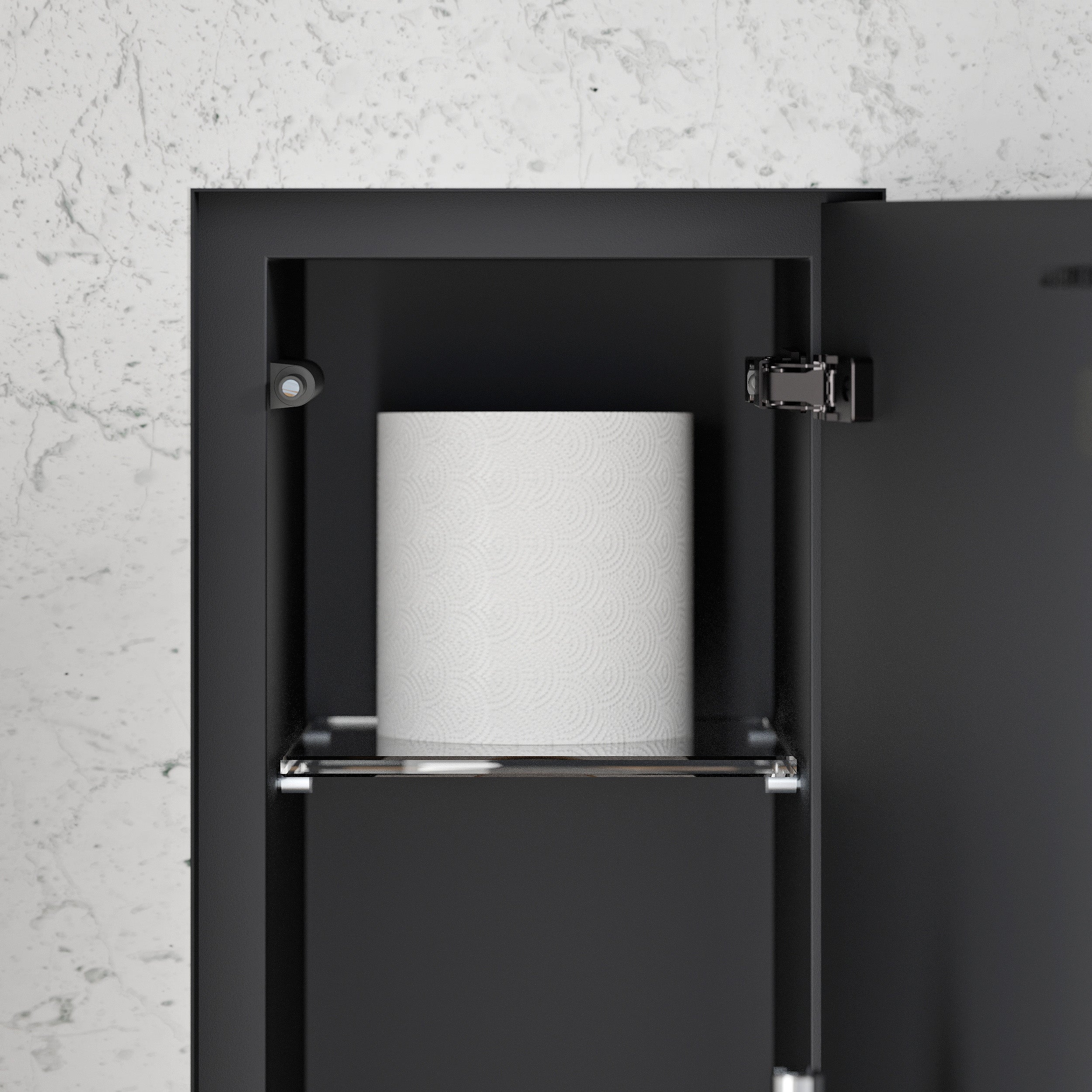 BERNSTEIN - Niche module à carreler acier inox WC encastré 16x16x58 (LxPxH) porte brosse toilettes + 1 étagère, charnière à gauche - RIA - 5