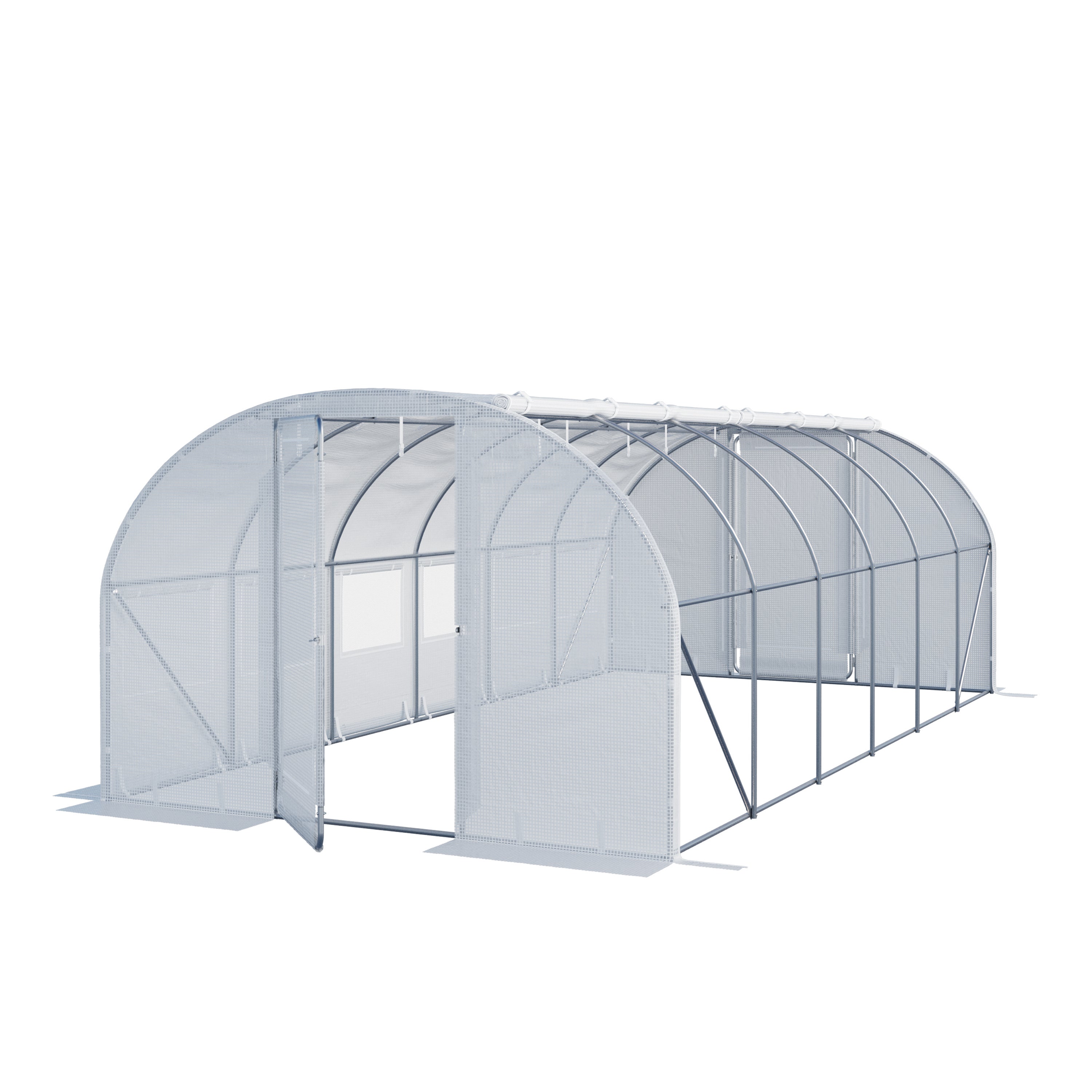 TOOLPORT Szklarnia tunelowa foliowa 3x6m Premium z obrotową konstrukcją drzwi plandeka PE 180 g/m² biała przezroczysta