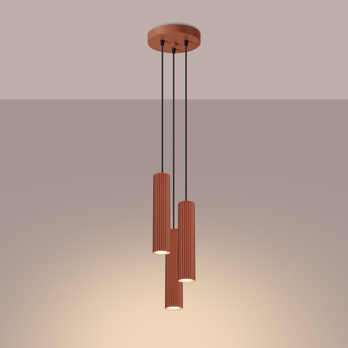 Lampa wisząca GLOOW 3P ochra czerwona LED 3000K - 19.5x19.5x108cm Sollux
