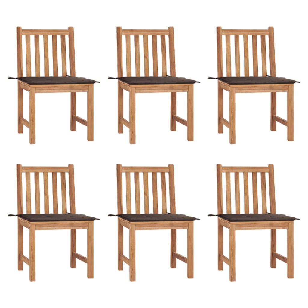 Chaises de jardin 6 pcs avec coussins Bois de teck massif - 2