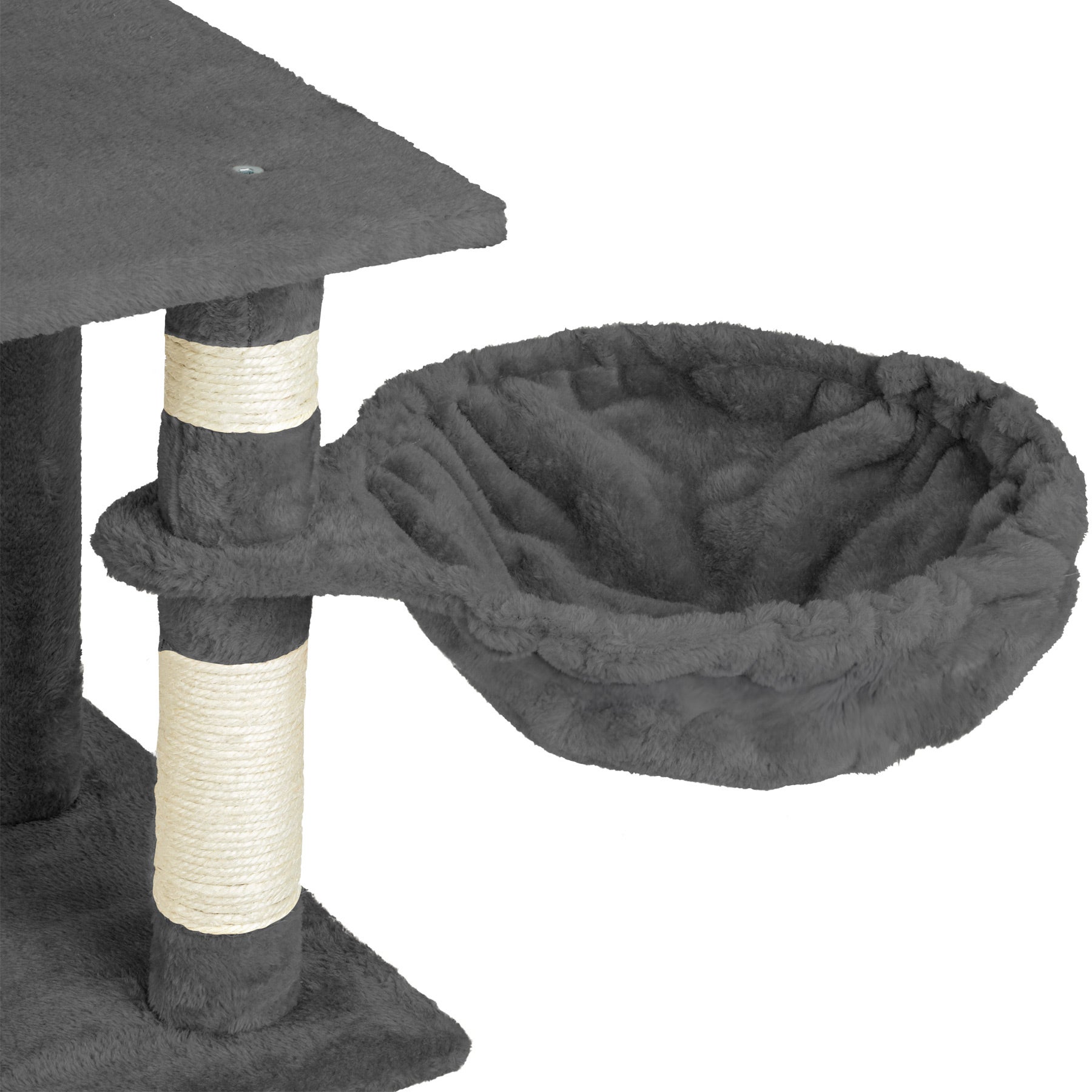 Arbre à chat en sisal avec hamac, griffoir, cabane et cordelette de jeu 105 x 60 x 141 cm TECTAKE - 4