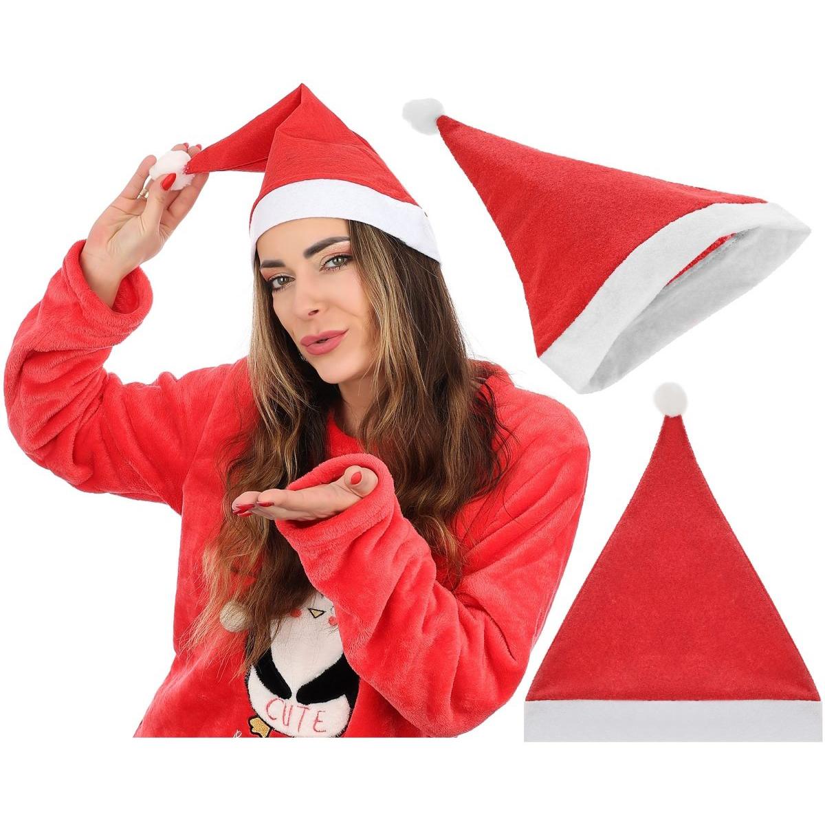 Czapka Mikołaja 1 sztuka czerwono biała - 2