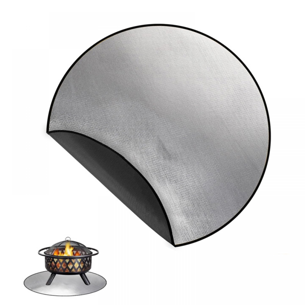 Ognioodporna mata do grilla kempingowego, okrągła, 28 cm (jedna strona silikonowa, druga strona aluminiowa)