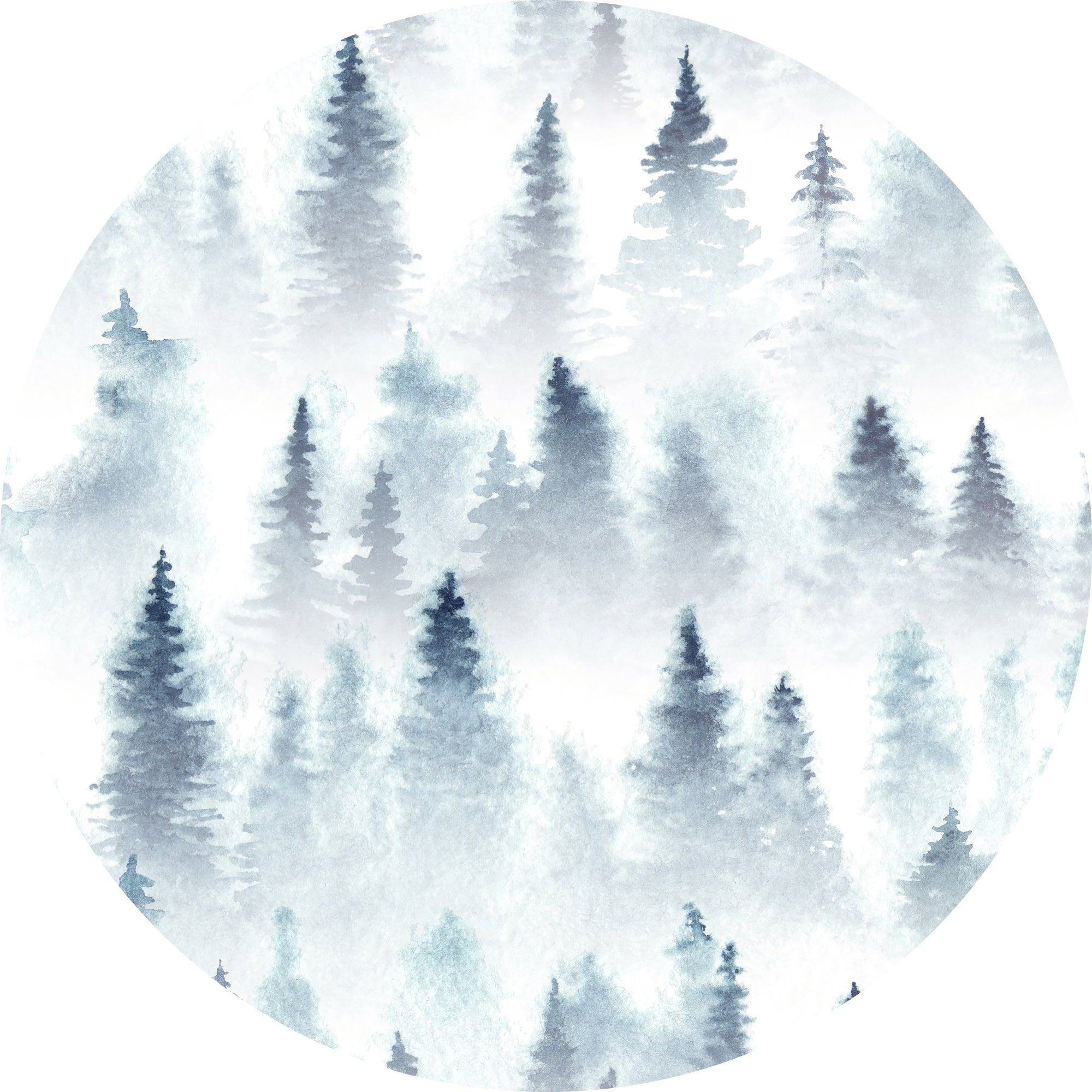 Dywan winylowy dla dzieci Foggy forrest [średnica] 180 cm - Antypoślizgowy PVC, winyl do pokoju dziecięcego, trudnopalny i zmywalny.