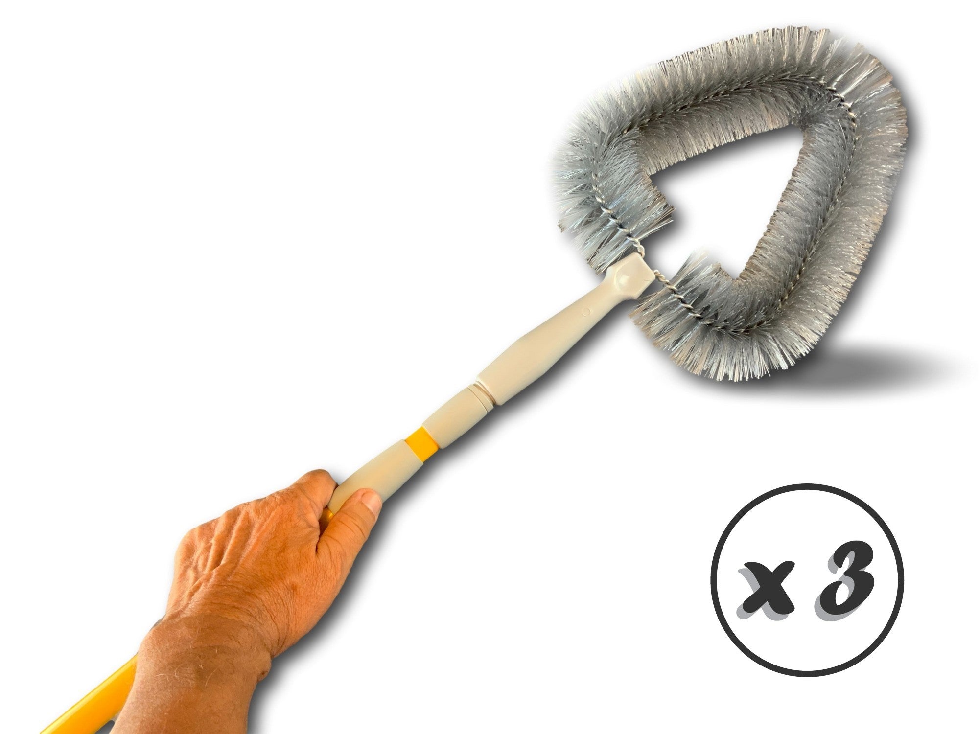 Tête de loup balai brosse vinyle | Lot de 3 | Manche télescopique | 1,10 m à 1,65 m | Nettoyage poussière toiles d'araignées moutons | Plafonds et coi - 5
