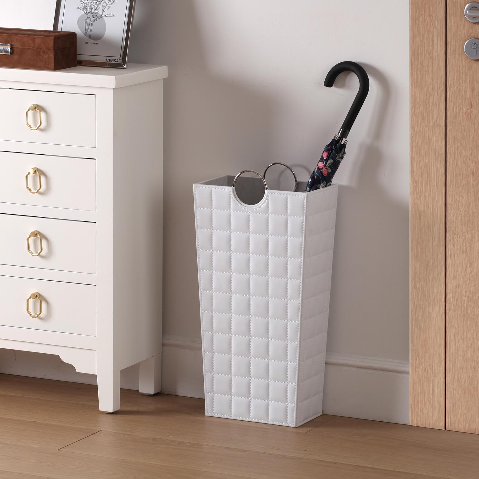 Porte-parapluie Design En Bois MDF - Pour Entrée, Salon, Bureau - 48x22x22 Cm - Marron - Style Moderne