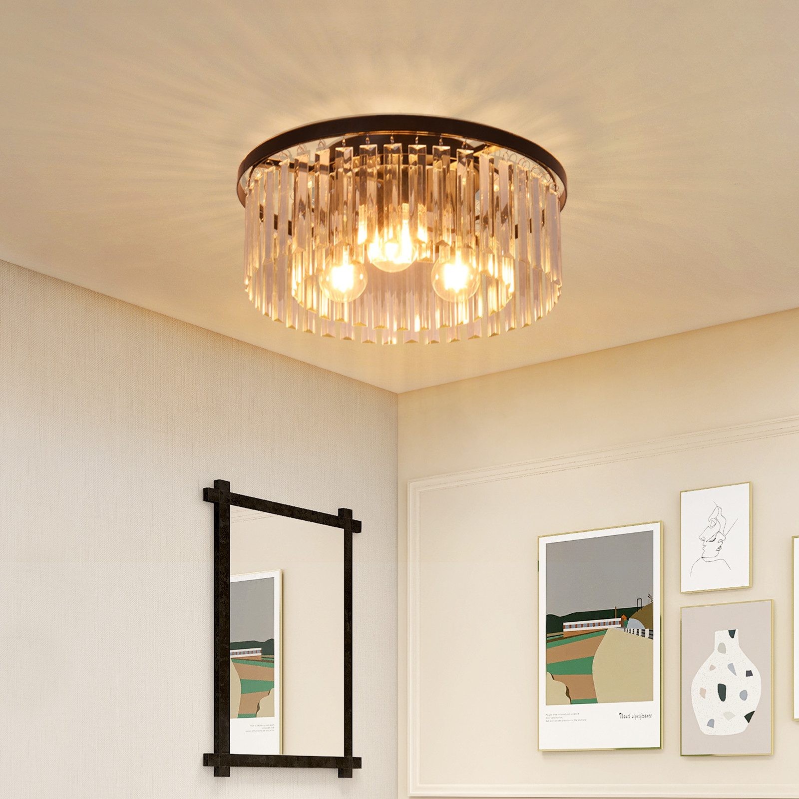 NETTLIFE Lampa sufitowa do sypialni, salonu, czarna Lampa do sypialni E27, nowoczesna lampa do salonu