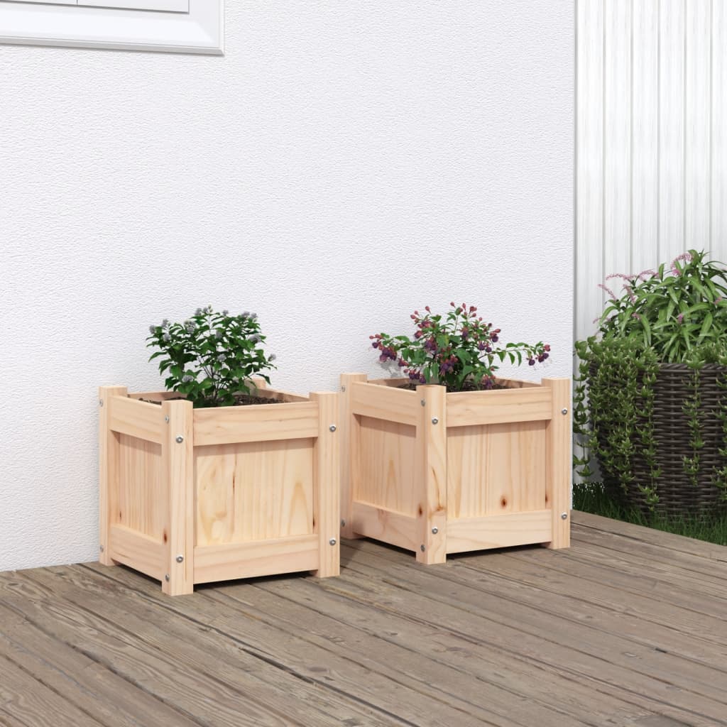 2pcs Jardinières Bac à Fleurs Pot De Fleurs - bois de pin massif n29l - 2