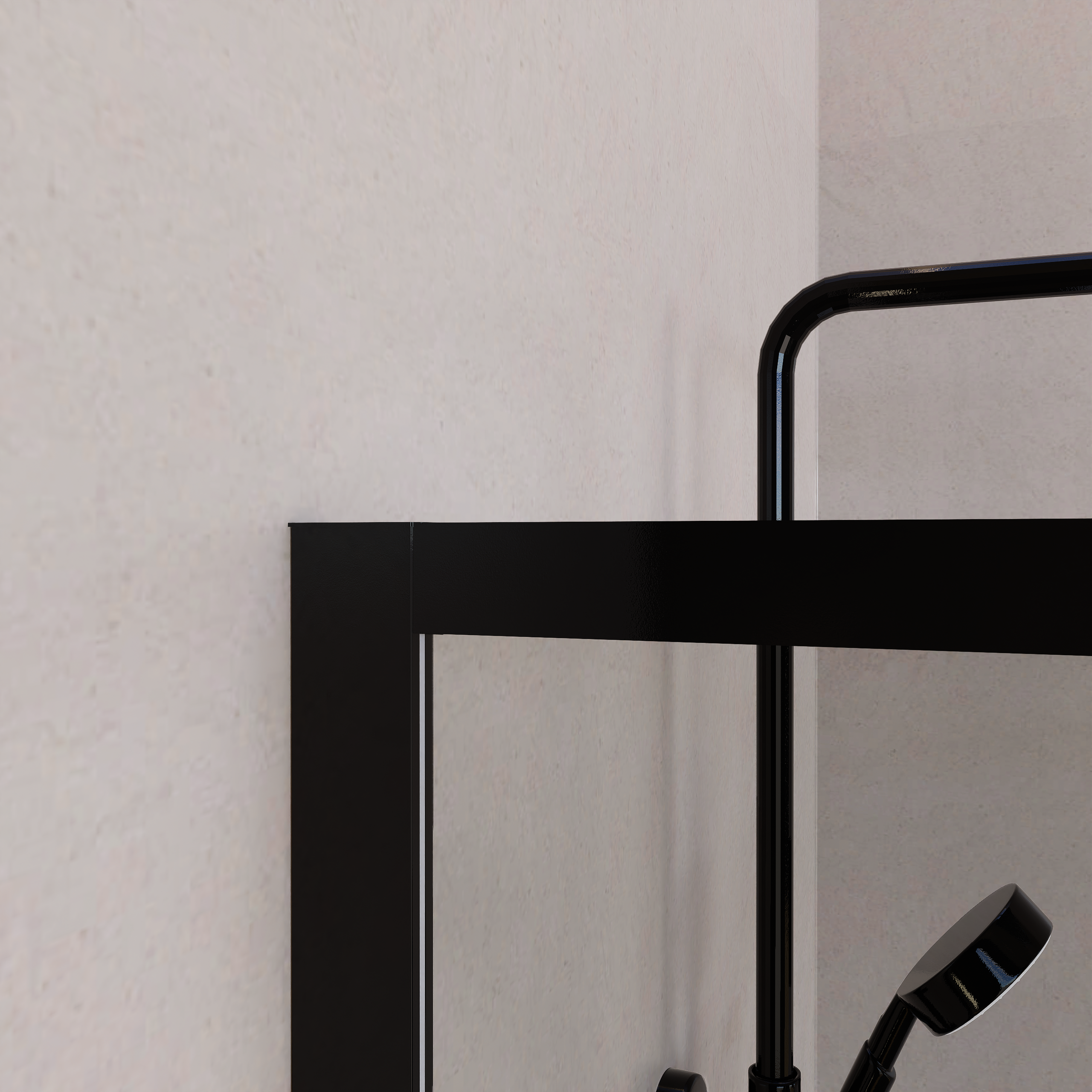 Mampara de ducha frontal corredera 130 cm 1 puerta + 1 fijo Negro mate Cristal transparente 6 mm 195 cm altura - 5