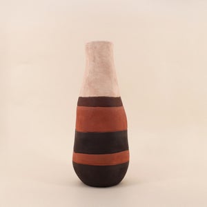 Vase En Grès Flammé De Tours – Teinte Beige Marron, Hauteur 16 Cm, Pièce D'occasion