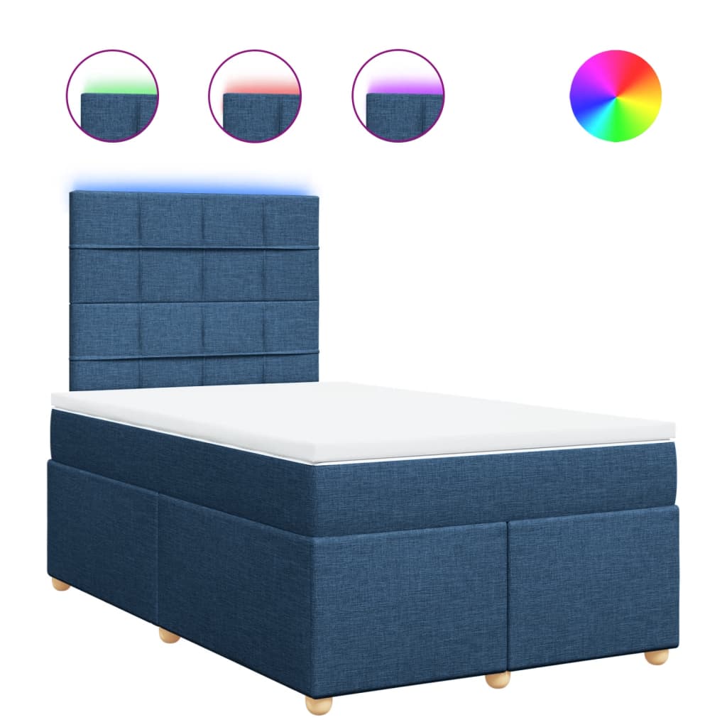 Maison Exclusive - Sommier à lattes de lit avec matelas Bleu 120x200 cm Tissu - 2