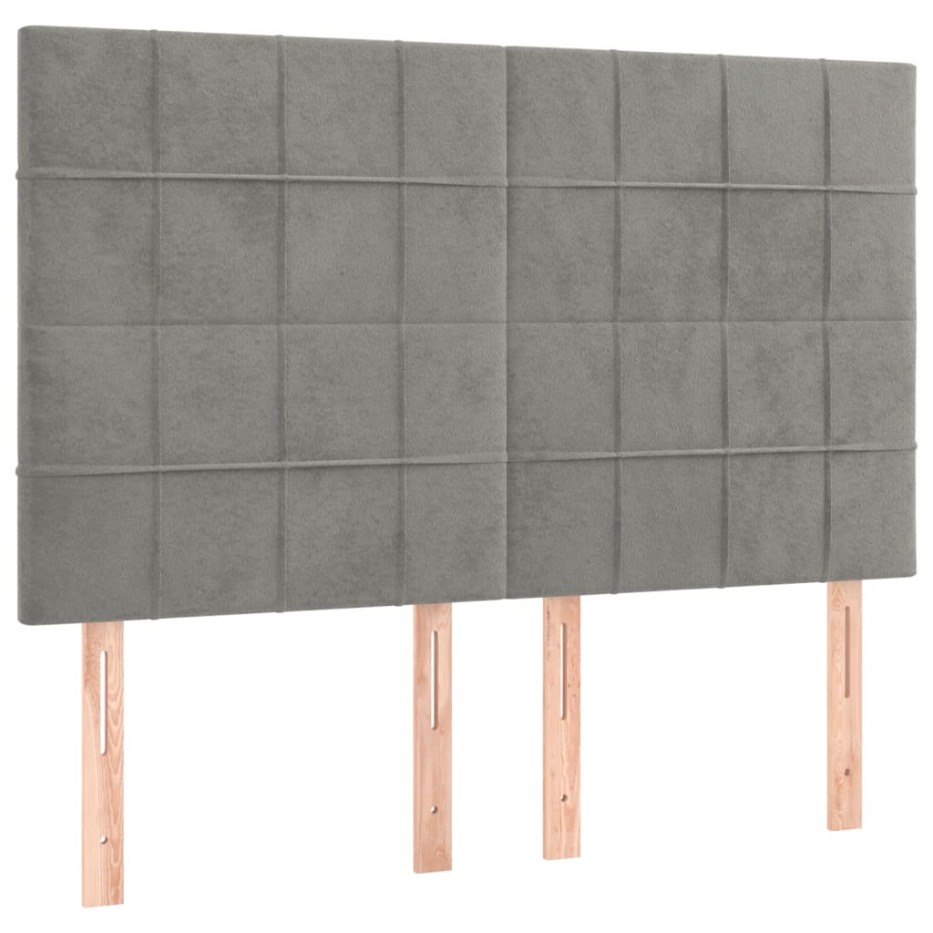 Cadre de lit sans matelas en velours gris clair pour la chambre, 140 × 200 cm - 8