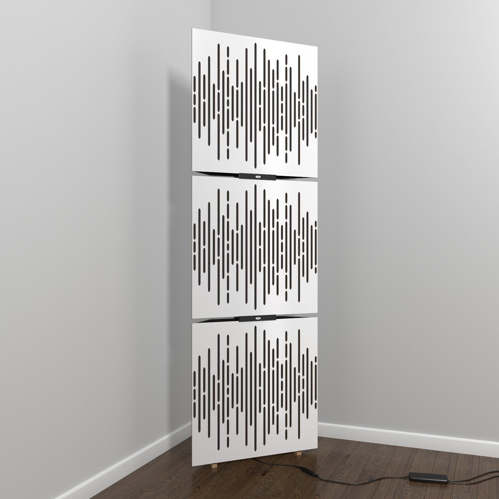Lot de 3 Pièges à basses WAVE avec support de sol et rétroéclairage LED 150x50x10 cm -MDF perforé laminé et mousse acoustique -Blanc - 2