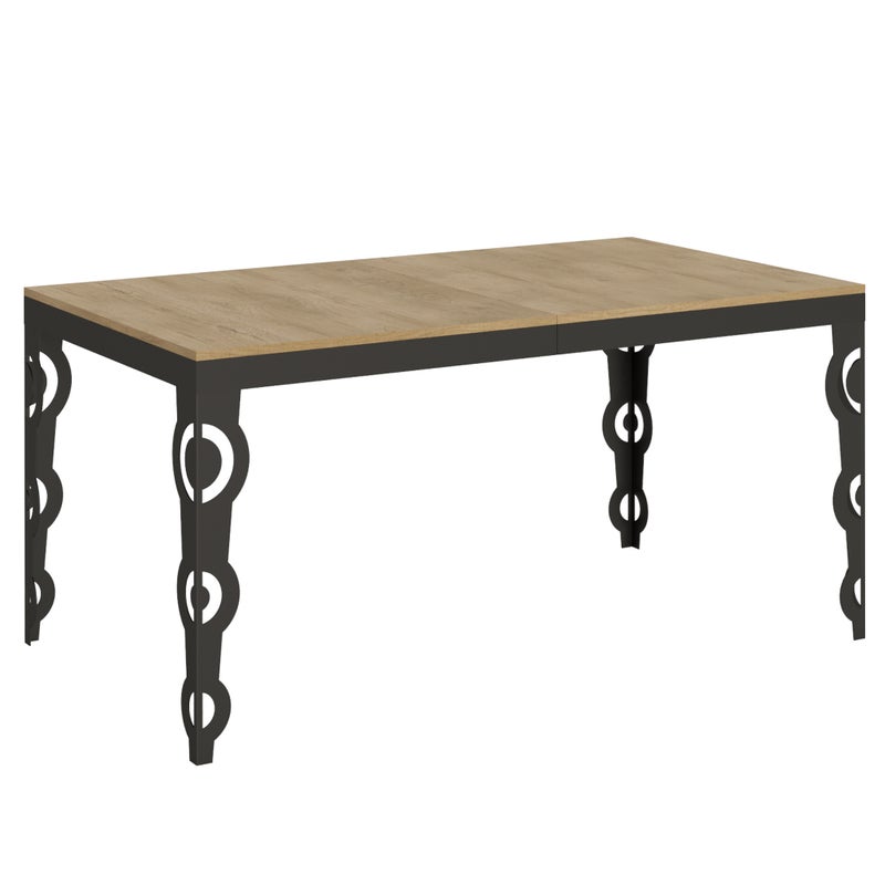 Rozkładany stół Karamay Evolution 90x160/420 cm z ramą z naturalnego dębu i wykończeniem w kolorze antracytowym