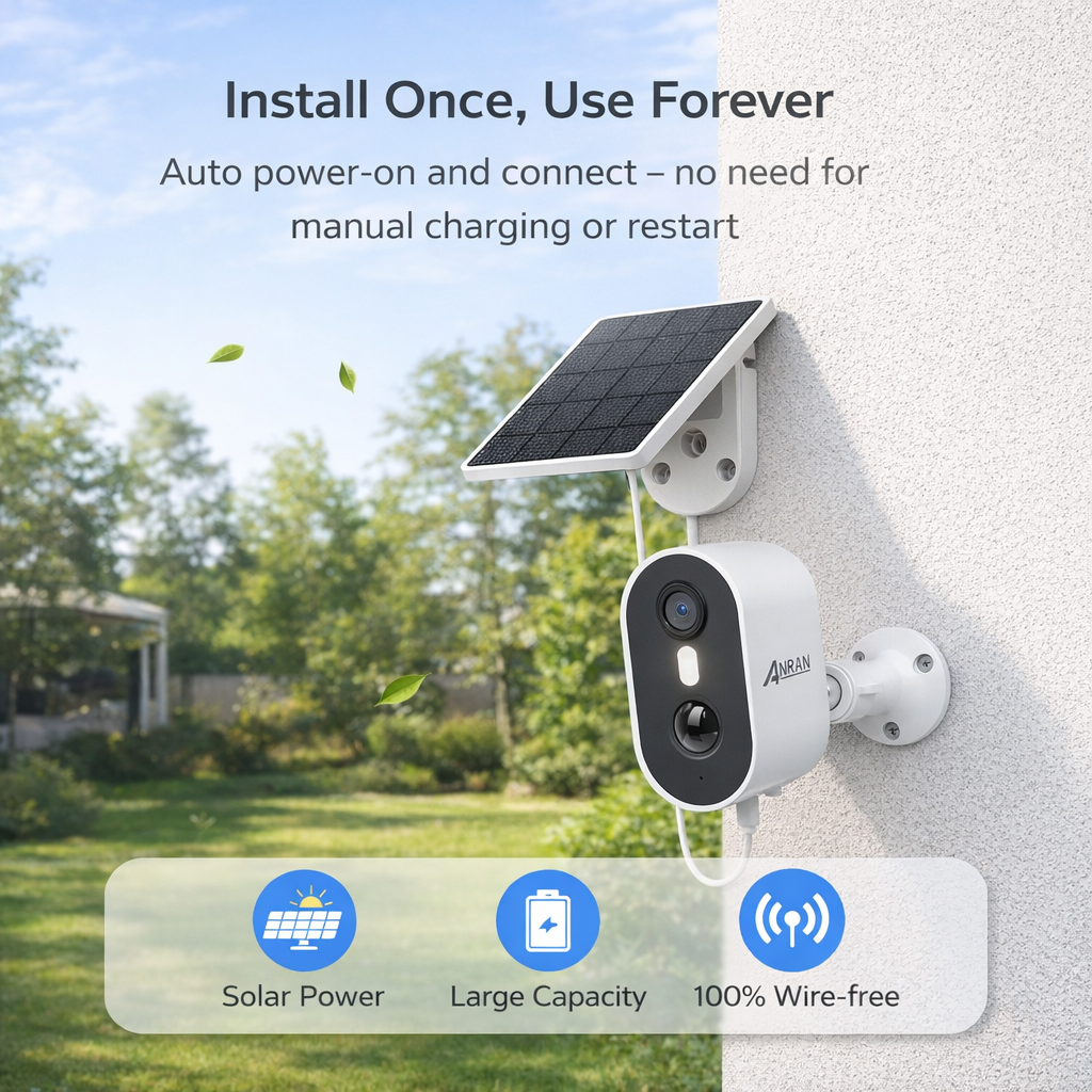 Caméra de Surveillance Extérieure Sans fil+panneau solaire,ANRAN,stockée sur le cloud-Abonnement requis,Non support la carte-2 pcs - 6