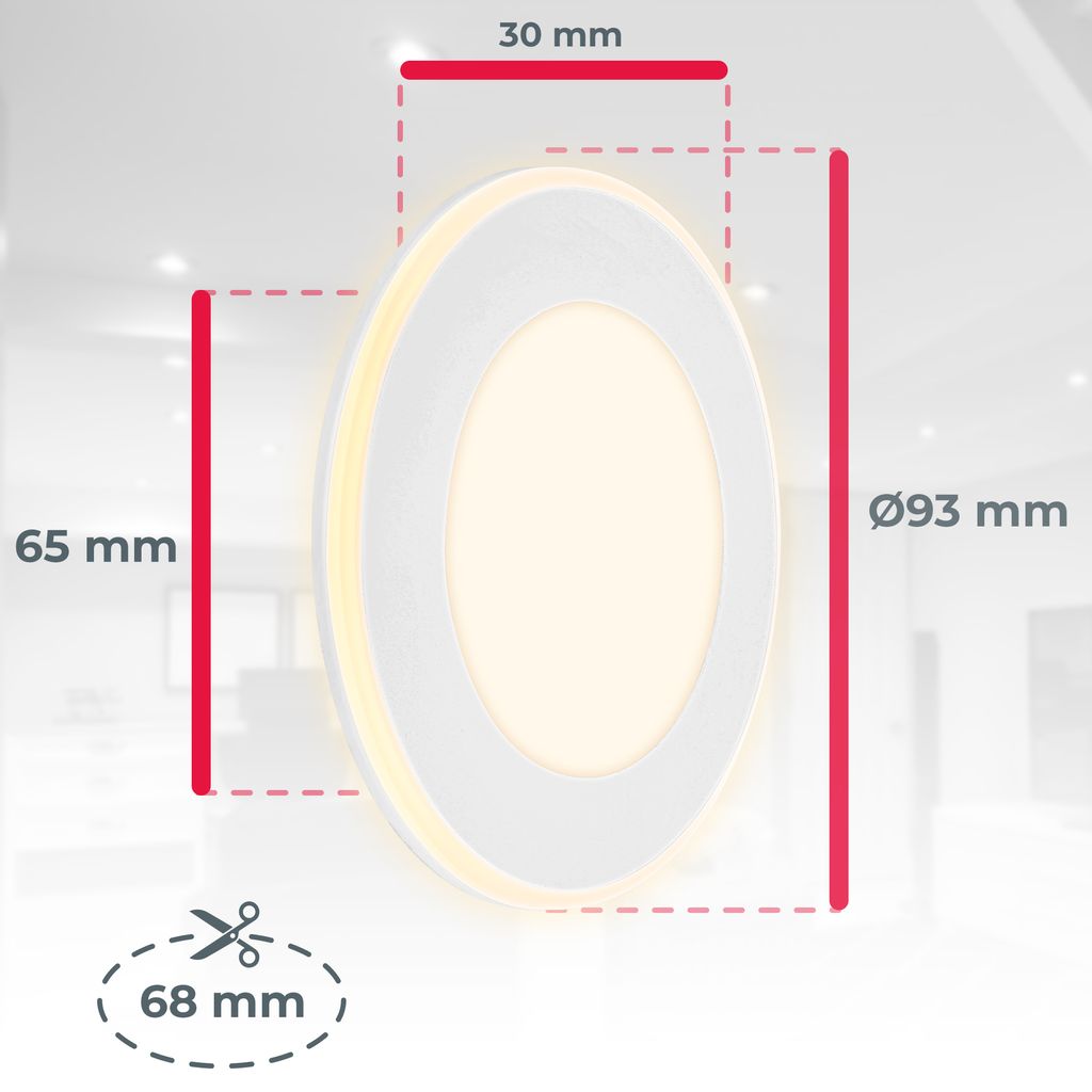 Lot de - spots LED encastrables - avec fonction veilleuse - 4,9W 425lm - 3000K - IP20 - blanc mat - B.K.Licht - 5