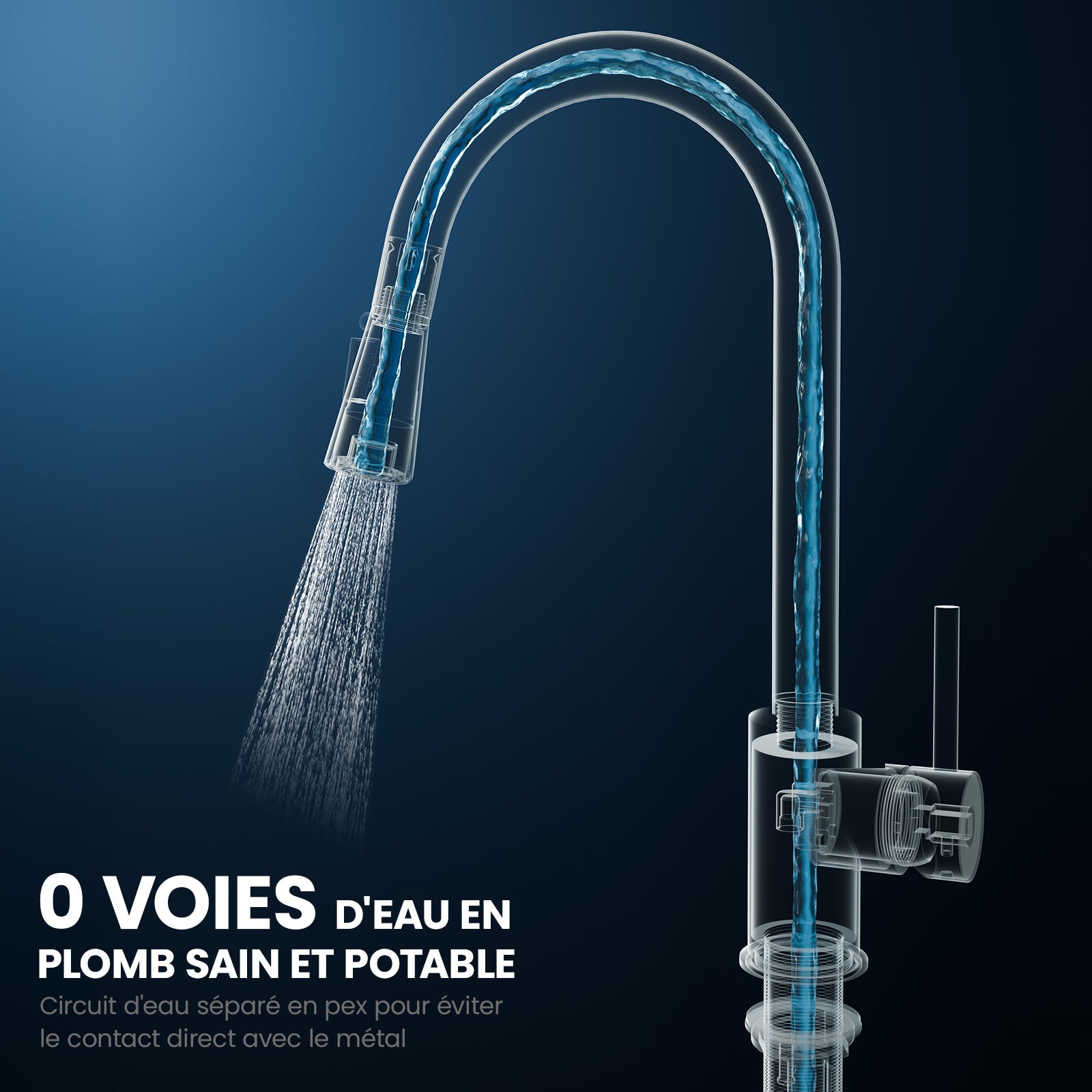 Brossé Mitigeur Evier Avec Douchette Extractible - Robinet de Cuisine à 2 Modes de Pulvérisat - Mitigeur Evier Avec Barboteur Démotable - 5
