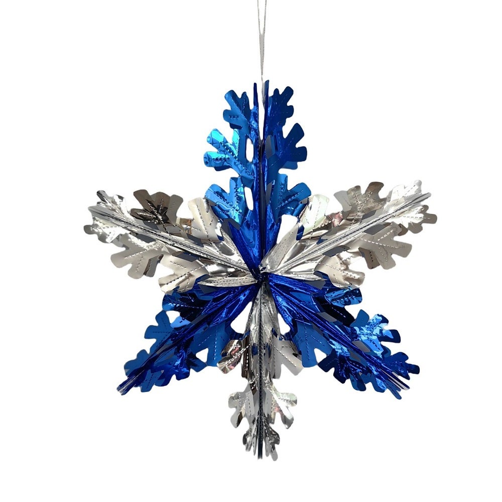 Lot De 3 Décorations De Noël Aluminium à Suspendre - Étoiles Et Flocons Multicolores 40 Cm Pour Plafond